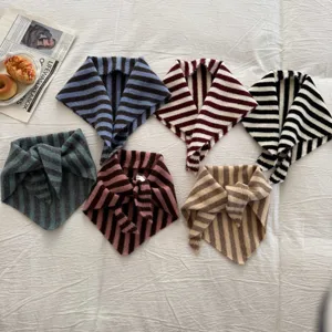 Knit striped triangle scarf winter warm baby neck warmer fashion daily wear toddler shawl