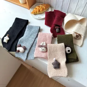 Bufanda de punto para niños lindo animal de peluche de dibujos animados cálido invierno cuello