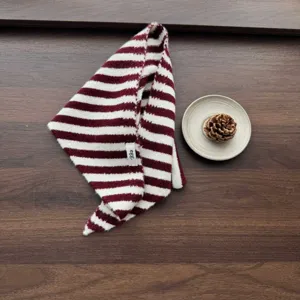 Kids knitted striped triangular scarf autumn winter warm windproof neckerchief baby