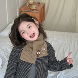 Korean style kids knit scarf autumn winter thick warm cute cartoon baby windproof neck warmer