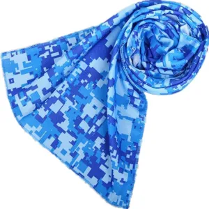 Summer cooling towel sports fitness sweat absorbing blue digital camouflage outdoor workout