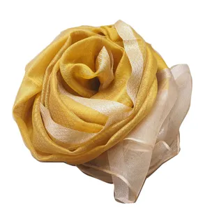 Elegant silk scarf for women, long lightweight rose shape floral shawl for summer sun.