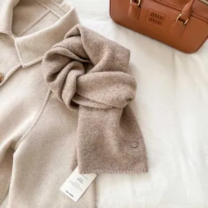Cozy autumn winter knit scarf soft warm solid color neckerchief elegant fashion design.