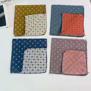 Spring baby plaid square scarf double-sided cotton breathable neckerchief toddler accessories