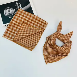 Spring autumn baby plaid bandana neck scarf breathable thin cotton kids sun protection bib