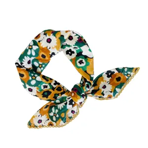 Floral print square scarf for women, lightweight spring autumn fashion neckerchief accessory.