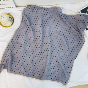 Retro polka dot square scarf for women, elegant pleated neckerchief for autumn and winter daily.