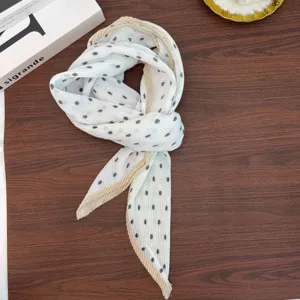 Women fashion polka dot pleated square scarf vintage elegant neckerchief autumn winter