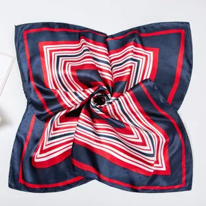 Women square silk scarf professional striped neckerchief elegant stewardess accessory 60cm