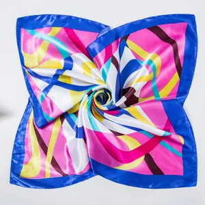 Silk scarf for women professional square neckerchief colorful abstract striped fashion accessory