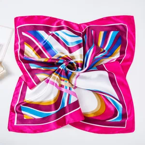 Women 60cm silk scarf professional neckerchief elegant striped square fashion headscarf