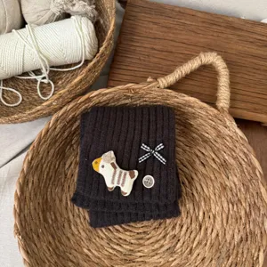 Kids winter knitted neck warmer cute cartoon patch thick warm soft scarf cozy toddler apparel