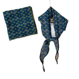 Korean style baby cotton square scarf, blue yellow grid windproof neck bib children spring.