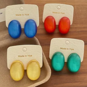 Moda Ανώμαλα Ovale Resina Σκουλαρίκια Minimalist Geometric Drop Σκουλαρίκια Trendy Chic Δώρα Κοσμημάτων Για Γυναίκες