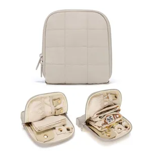 Bolsa organizadora de joyas de viaje portátil con diseño acolchado, multifunción para pendientes.