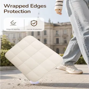 Puffy cloud quilted laptop sleeve 13 inch in beige, shockproof protective computer bag.