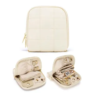 Estuche joyero de viaje de cuero portátil para anillos pendientes collares organizador.