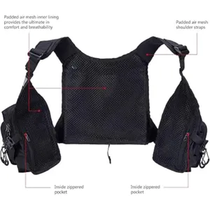 Fly fishing vest breathable mesh multi-pocket chest bag for outdoor sports fishing gear