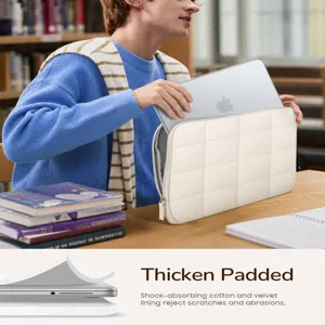 Quilted Bubble Laptop Sleeve 13 Inch Padded Soft Cloud Bag for MacBook Office Travel Daily Use