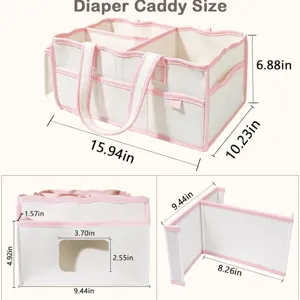 Portable baby diaper caddy organizer with multi pockets and compartments for nursery travel.