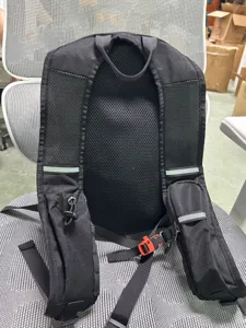 Black hiking hydration backpack with breathable mesh straps, ideal for outdoor sports and cycling.