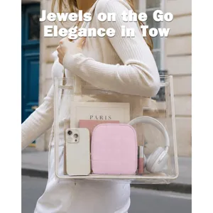 Bolso organizador de joyas rosa acolchado portátil mini estuche de viaje para pendientes