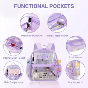Clear PVC mini backpack stadium approved transparent concert bag with multi pockets