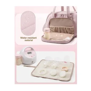 Sac de rangement pour tire-lait matelassé, sac à langer imperméable multi-compartiments.