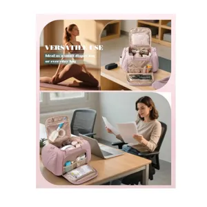 Sac matelassé pour tire-lait et organisateur de couches multifonctionnel pour mamans.