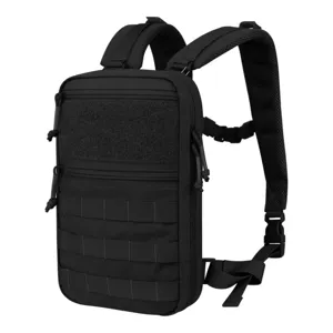 Black tactical sling bag, cycling backpack with MOLLE webbing and durable fabric for outdoor sports.