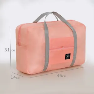 Large capacity travel storage bag portable pink luggage organizer with zipper pocket