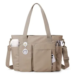 Borsa tote da infermiera kaki multi-tasca, borsa a tracolla da viaggio con cinghia regolabile.