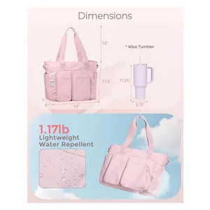 Dettaglio borsa shopper infermiera rosa impermeabile con design leggero e grandi tasche utili.