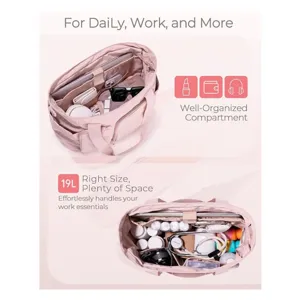 Borsa tote da lavoro per infermiera con scomparto per laptop e tasche multiple.