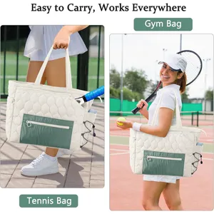 Multi-functional Quilted Tennis Tote Bag Large Capacity Gym Bag for Sports and Outdoor Fitness