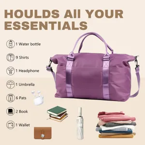 Grande Capacità Impermeabile Borsone da Viaggio Leggero Borsa da Notte Bagaglio Borsetta per Viaggio d'Affari Weekender per Donne