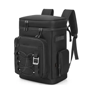 Multifunctional insulated cooler backpack, waterproof large capacity picnic bag black.