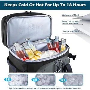 Insulated cooler backpack with 16h thermal retention waterproof shell for outdoor picnic