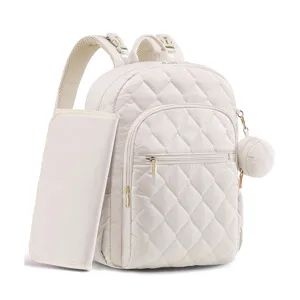 Mochila cambiador acolchada en blanco roto con cambiador a juego y lindo estuche.