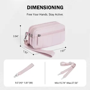 Quilted Nylon Phone Bag Fashion Casual Mobile Phone Pouch Wristlet Wallet Crossbody Bag With Detachable Strap