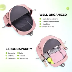 Women tennis backpack waterproof pickleball badminton bag with large capacity and multi pockets