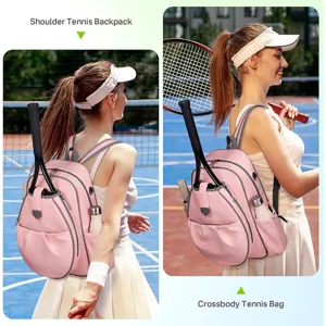 Waterproof women tennis backpack crossbody shoulder racket bag for pickleball badminton sport