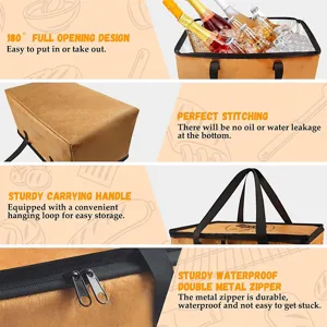Insulated BBQ cooler bag with large capacity and waterproof design for camping travel.