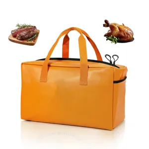 Portable BBQ meat resting bag insulated thermal tote orange outdoor cooking storage bag