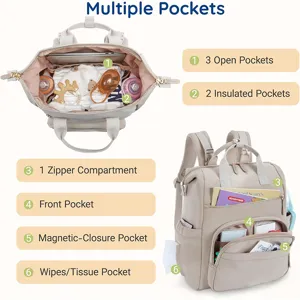 Waterproof Nylon Diaper Backpack Multi-function Travel Baby Nappy Bag Large Capacity Maternity Backpack With Changing Pad