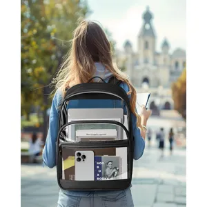 Clear transparent backpack heavy duty pvc bookbag with reinforced straps for daily use