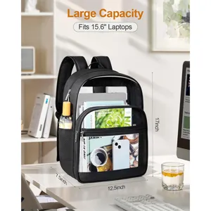 Transparent PVC Casual Backpack Durable Large Capacity School Bookbag With Reinforced Straps For Women Daily Travel