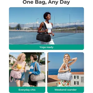 Women Puffy Quilted Shoulder Bag Mini Gym Bag With Removable Strap Small Duffel Crossbody