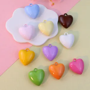 Medium 3D Heart Shaped Baked Paint Acrylic Pendant Charm For DIY Necklace Keychain Bag Hanging Decoration Jewelry Gift