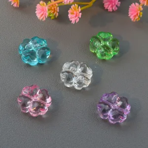 Colorful acrylic four-leaf clover loose beads, transparent spacer beads for DIY jewelry making.